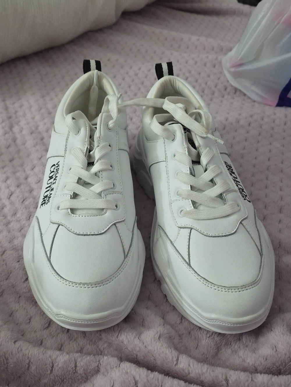 Versace Jeans Collection White Chunky Lace-Up Sneakers Mens Sz 8